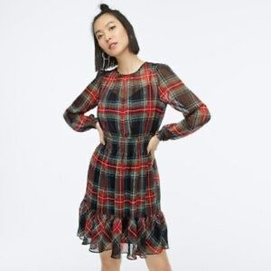 J Crew CINCHED-WAIST DRESS IN STEWART TARTAN
